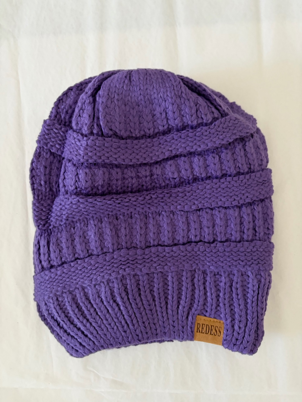 Purple Knit Slouch Beanie